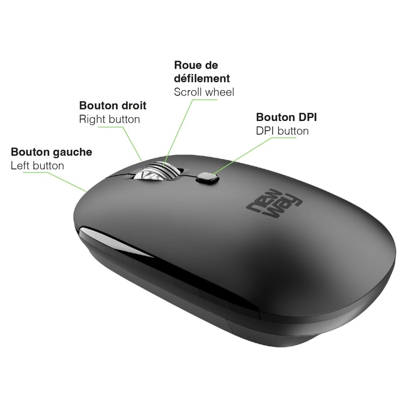 NEWWAY Vezeték Nélküli Billentyűzet és Egér Szett - Fekete, USB és WiFi Csatlakozás, Hordozható, PC Kompatibilis, ON-KM01F Modell