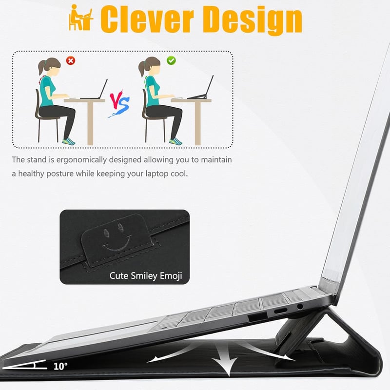 HYZUO 13,3-14" Állítható Laptop Tok MacBook Pro 14" M3/M2/M1 és Surface Laptop 5 Kompatibilis - Fekete