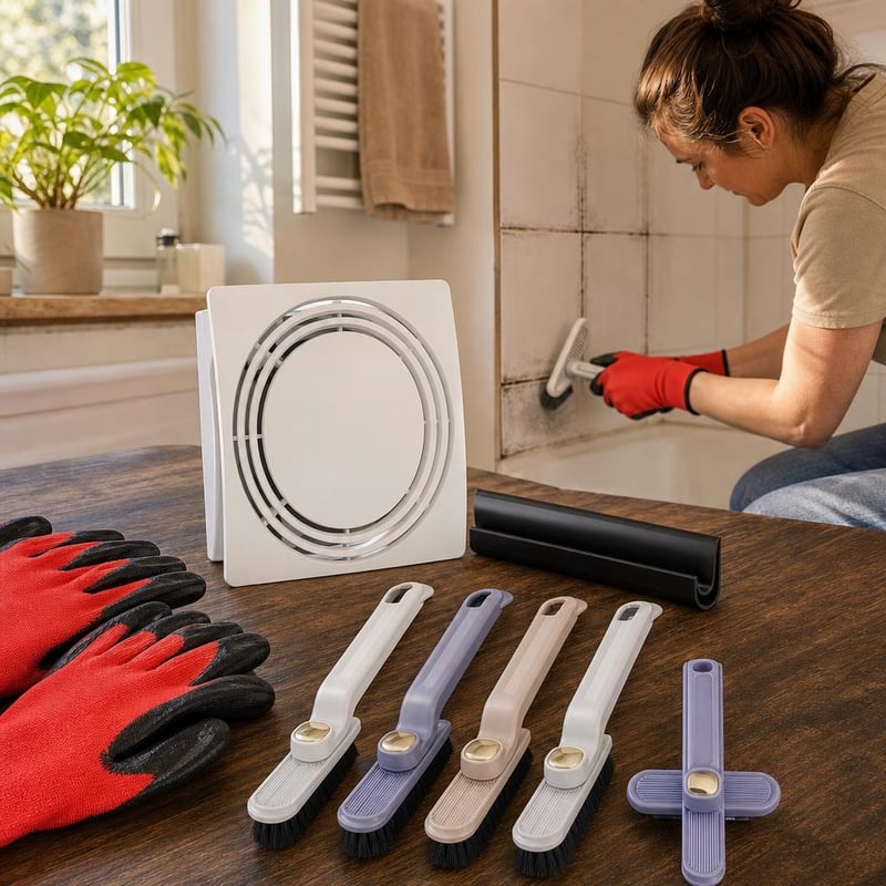 Set za uklanjanje plijesni: 1x PVC brtvena traka + 1x ventilator 125mm + 1x set četki + 12 pari rukavica