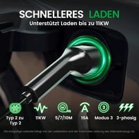 Cablu de încărcare GONEEO Type 2, 11 kW, 5m, 16A pentru mașini electrice, trifazat, cu geantă - Compatibil cu modelele Tesla, VW, BMW 2