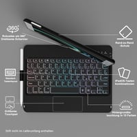 TQQ iPad 10.2" Billentyűzet Tok Precíziós Trackpaddal - 7-8-9. Generációs iPad Védőtok, 10 Színű Háttérvilágítás, 360° Forgatható, Német QWE 6