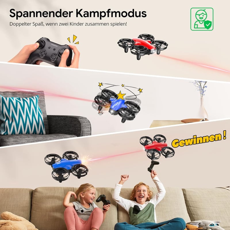 Tomzon Mini Drón Gyerekeknek - 24 Perces Repülési Idő, 360° Védelem, Távirányítós Quadcopter