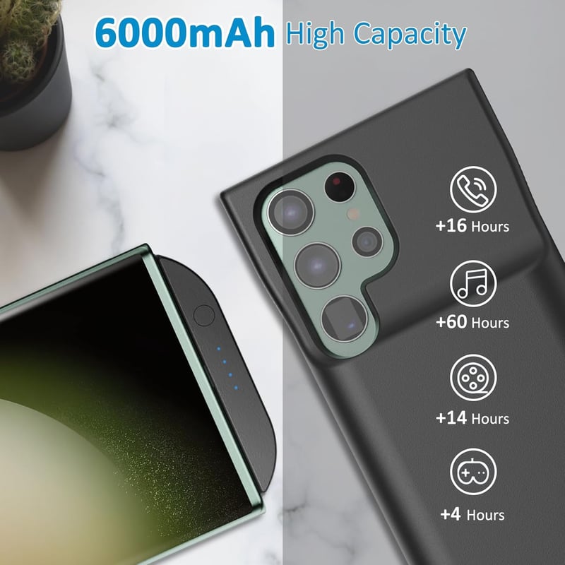 Samsung Galaxy S23 Ultra 6000mAh akkumulátoros tok állvánnyal