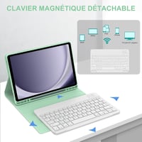 FARYODI Francia AZERTY Billentyűzetes Tok Samsung Galaxy Tab A9+ 11" 2023 Tablethez, Védőtok Tollartóval, SM-X210/X216/X218 Modellekhez, Vil 3