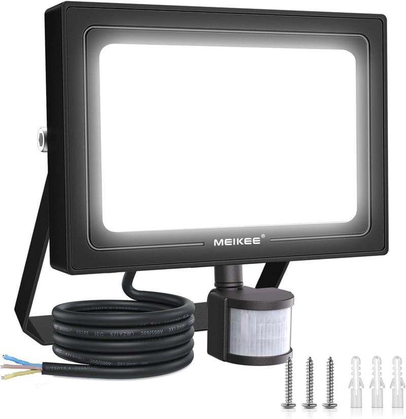 MEIKEE 80W LED Reflektor Mozgásérzékelővel, 7520 Lumen, 6500K Hideg Fehér, IP66 Vízálló Kültéri Lámpa Kerthez, Garázshoz, Teraszhoz