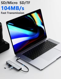 ZESKRIS 7-in-1 USB-C Hub Adapter Ethernet, 100W PD, 4K HDMI, USB 3.0, TF/SD/microSD Kártyaolvasó - MacBook, iPad Pro, Switch Kompatibilis 7