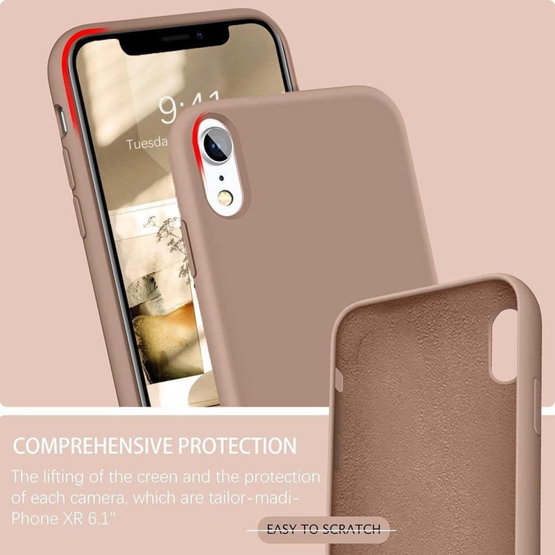 iPhone XR Barna Szilikon Tok Üvegfóliával - Felújított Szett
