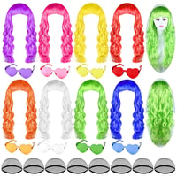 Bouiexye 24 db színes hosszú göndör paróka neon party jelmez cosplay 1
