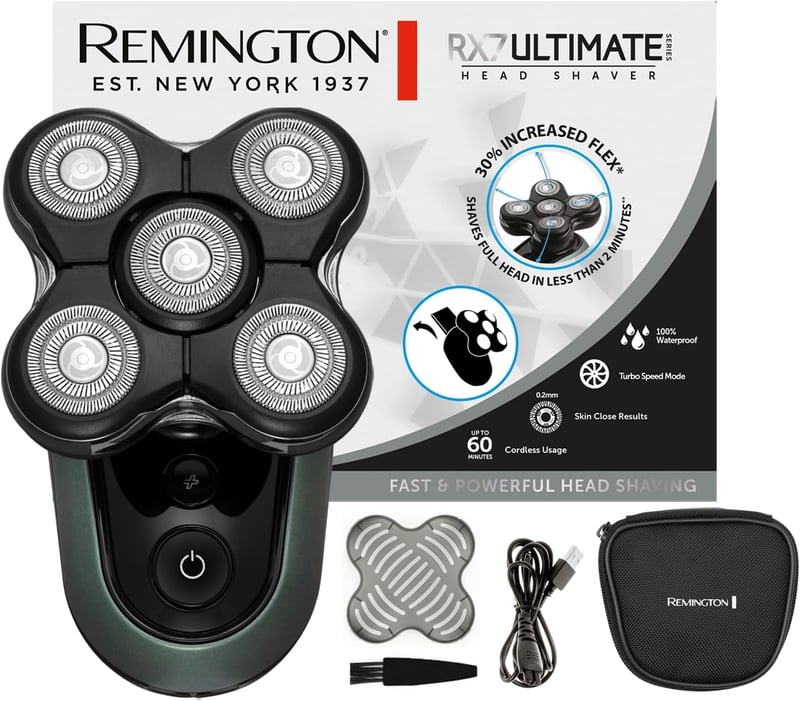 Remington XR1600 Elektromos Fejborotva Férfiaknak - 5 Borotvafej, Turbó Funkció, 0,2 mm-es Vágás, 60 Perc Üzemidő, Vízálló, Kihajtható Trimm