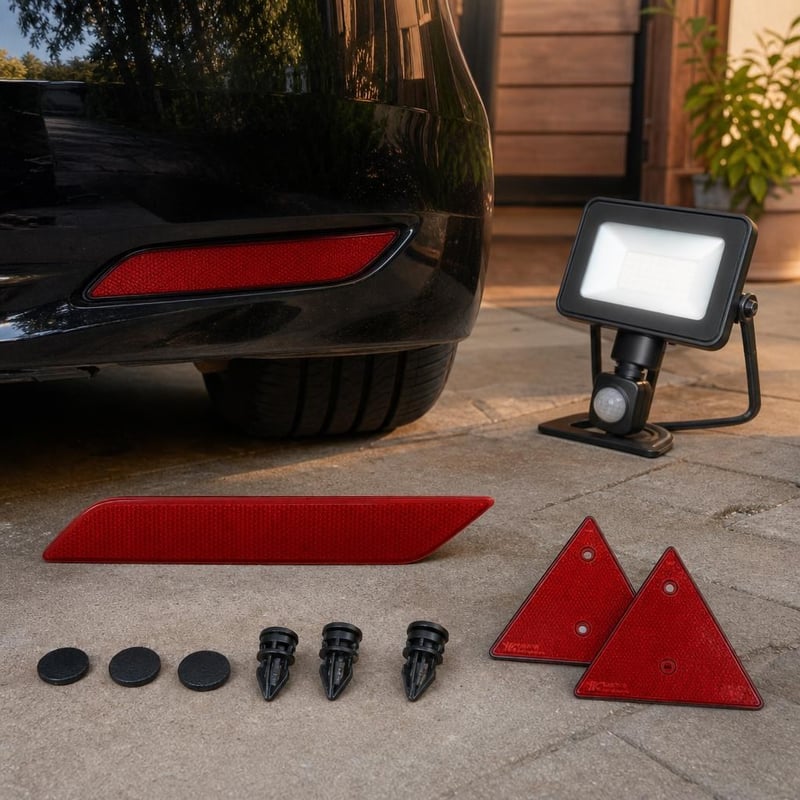 Sada pre Honda Civic: 1x ľavý reflektor + 2x trojuholníkový reflektor + 4x klip + 10W LED reflektor