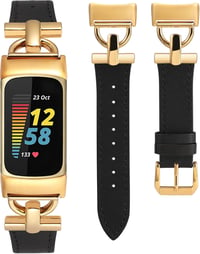 Fitbit Charge 6/5 Vékony Bőrszíj Nőknek - Wearlizer Csereszíj D-Csattal 1