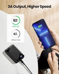 EAFU 10000mAh Hordozható Gyorstöltő Powerbank, 3A USB-C Külső Akkumulátor iPhone 15-14-13-12-11, Samsung Galaxy S22-S21, Google Pixel, LG Te 3