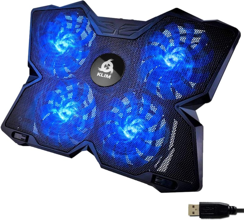 KLIM Wind Laptop Hűtő - 4 Ventilátor, Erős Hűtés, PC Notebook PS4 Állvány Kék