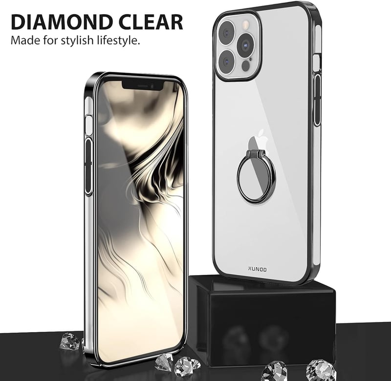 iPhone 13 Pro Max vékony átlátszó tok fekete kerettel - AICase