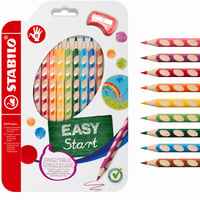 Creioane colorate ergonomice triunghiulare STABILO EASYcolors pentru dreptaci - set de 9 culori asortate, cu ascuțitoare 1