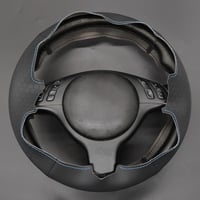 MEWANT Kormányvédő Huzat BMW E46 E39 330i 540i 525i 530i 330Ci M3 2001-2003 Modellekhez - Fekete Mikroszálas Bőr Piros-Kék Varrással 5