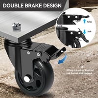 RRIUTO Bútor Görgő Fékkel - 75 mm Forgó Kerekek M10x30 mm Csavarral, 360° Forgás, Dupla Csapágy, 4 db Teherbíró Kerék Bútorokhoz, 400 kg Teh 6