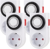 HBN Mechanikus Időzítő Konnektor 16A/3680W - Gyerekzáras, 4 db-os Szett, 24 Órás Program, Beltéri Analóg Időkapcsoló Lámpákhoz, 30 Perces Ka 1