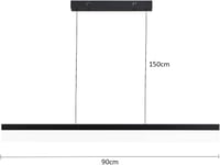 90 x 150 cm LED Függő Mennyezeti Lámpa, 24W Fényerőszabályozható Alumínium Étkezőlámpa, Állítható Magasságú Minimál Csillár, Fekete, 2000 Lumen 3