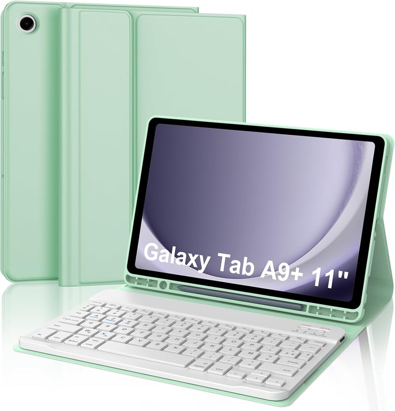 FARYODI Francia AZERTY Billentyűzetes Tok Samsung Galaxy Tab A9+ 11" 2023 Tablethez, Védőtok Tollartóval, SM-X210/X216/X218 Modellekhez, Vil