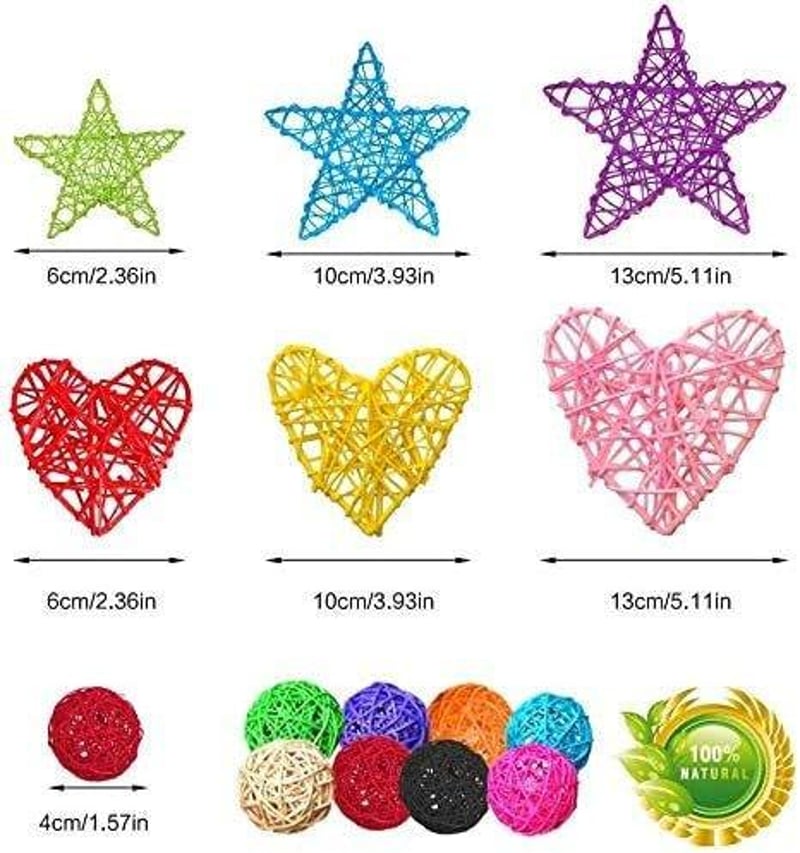 Romantikus fonott szív és pentagramm függődíszek esküvői asztaldekorációhoz