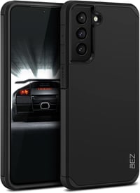 BEZ Samsung Galaxy S21 FE Tok - Ütésálló Dupla Rétegű Védőtok Emelt Peremmel, Fekete Páncél Telefontok S21 FE 5G Készülékhez 1