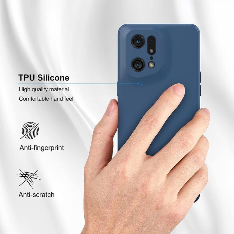 OPPO Find X5 Pro 5G kék szilikon védőtok - Foluu mikroszálas, ütésálló