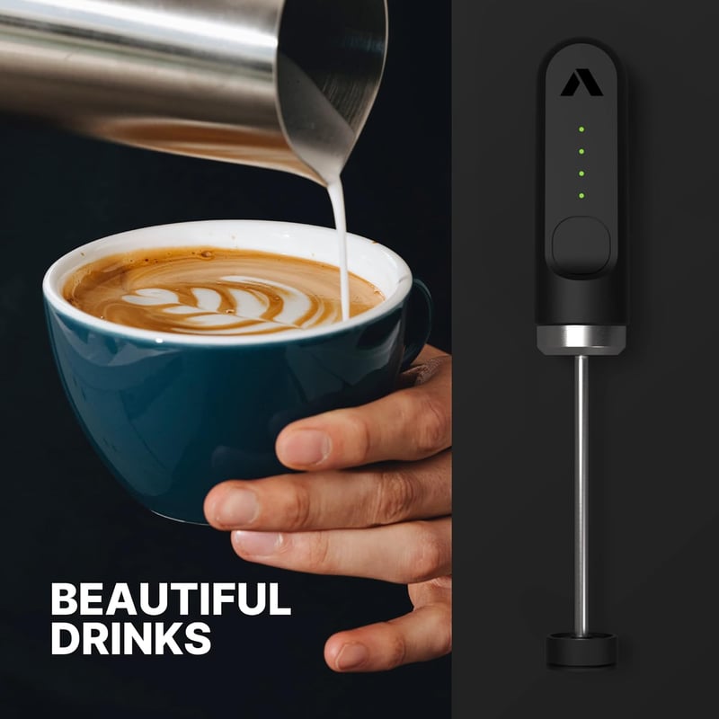 Subminimal NanoFoamer Lítium Tejhabosító | Újratölthető Kézi Barista Minőségű Tejhabosító Cappuccino és Latte Készítéséhez | 2 Sebességes Fe