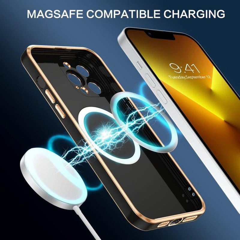 Apple iPhone 13 Pro MagSafe Mágneses Tok Fekete-Rosegold
