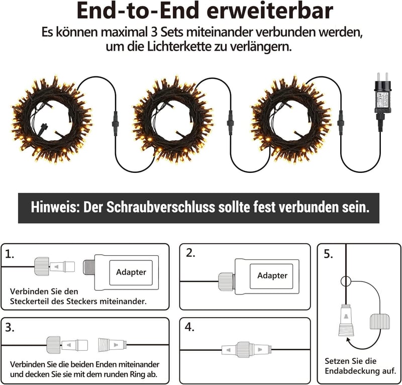 Joomer 20m-es kültéri LED fényfüzér, távirányítós, színváltós, karácsonyfára