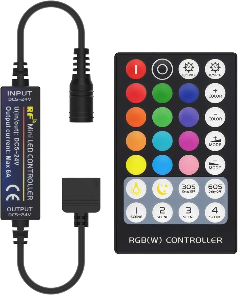 BTF-LIGHTING 5 Pin RGBW LED Szalag Távirányító - 28 Gombos RF Vezérlő RGB+Fehér LED Szalaghoz 5050 SMD DC12V/24V