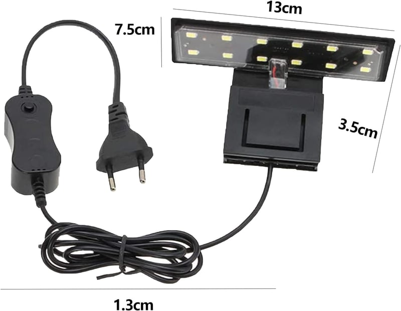 GERUI LED Akvárium Világítás 6W 220V - Energiatakarékos Lámpa Vízi Növényekhez és Halakhoz - Fekete Burkolat, Fehér Fény, 600 lm