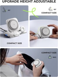 LISEN 3 az 1-ben MagSafe töltőállomás iPhone, Apple Watch és AirPods készülékekhez - Hordozható utazási töltő 2