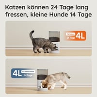 WOPET Automata Kisállat Etető 4L - Macskáknak és Kutyáknak, 180 Napos Akkumulátor, 1-6 Étkezés/Nap, Rozsdamentes Acél Tál, Fehér 3