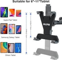 OHLPRO Tablet Tartó Autóba - 360° Forgatható iPad Rögzítő Műszerfalra és Szélvédőre, 6-11 Colos Készülékekhez, iPad, Samsung, Huawei Tablete 6