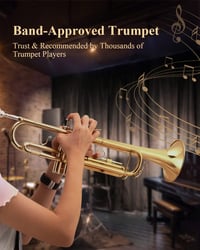 Eastar ETR-380 B-hangolású Trombita Kezdőknek - Réz Hangszer Kemény Tokkal, Tisztító Készlettel, 7C Fúvókával és Kesztyűvel, Arany Színben

 6