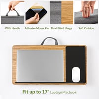 ergomi Laptop Párna Tálca - Ágyban/Kanapén Használható Notebook Tartó, Fa Hatású Asztallap 17" Laptopokhoz, Csúszásgátló Felülettel, Otthoni 2