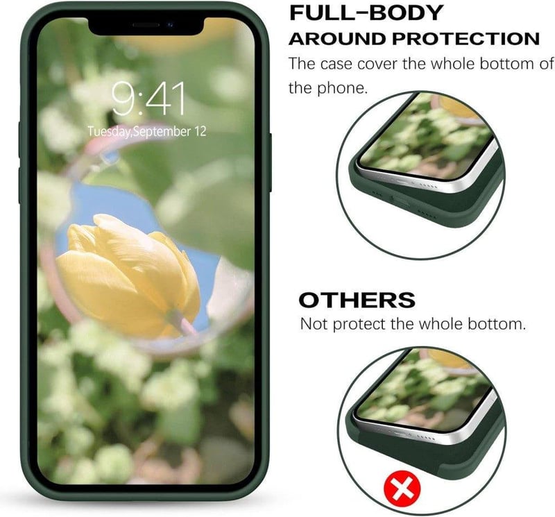 iPhone 12/12 Pro Zöld Szilikon Tok Mikroszálas Béléssel - Újracsomagolt