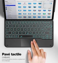 iPad 10. generációs Dracool háttérvilágítós AZERTY billentyűzet érintőpaddal, fekete 3