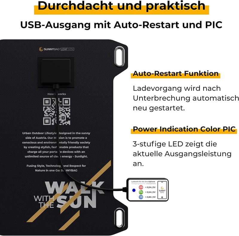 Sunnybag Leaf Mini 5W-os Hordozható Napelem USB Töltő - Vízálló, Ultrakönnyű Outdoor Kiegészítő