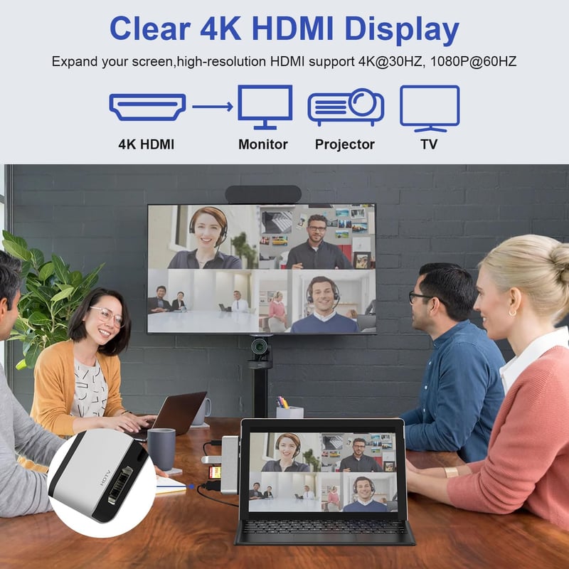 Surface Pro 9 Dokkoló - 4K HDMI, Thunderbolt 4, USB, SD/TF - Tripla Kijelző Támogatás