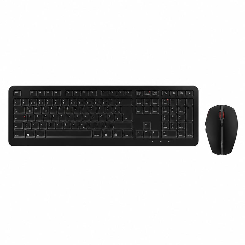 CHERRY GENTIX Desktop bezdrôtová súprava klávesnice a myši, čierna, nemecká lokalizácia – chýba podpierka klávesnice (stav: pozri 2. obrázok)