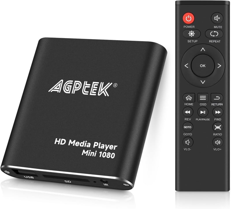 AGPTEK 1080p HD Médialejátszó TV-hez - HDMI, USB, SD, Távirányító, Kék