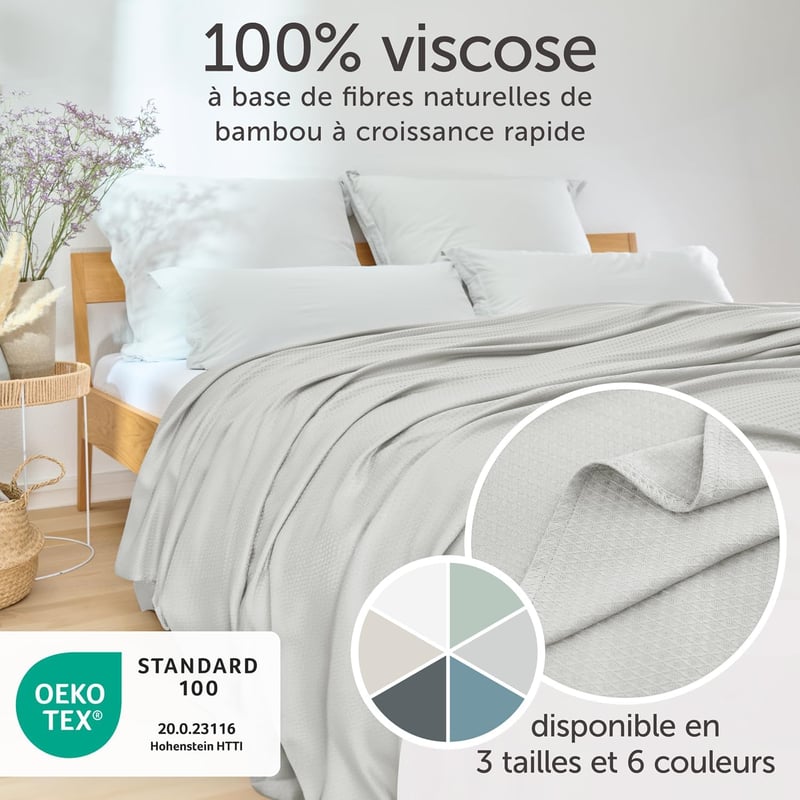 Blumtal Bambuszrost Hűsítő Takaró 150x200cm - Oeko-TEX Tanúsított Légáteresztő Nyári Pléd - Szürke Ágytakaró Kanapéra