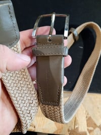 BULLIANT muški pleteni elastični remen, širine 35 mm, rastezljivi tkani remen za golf uz traperice, uniseks, bež, 100 cm (opseg struka 26-32") - rabljeno 4