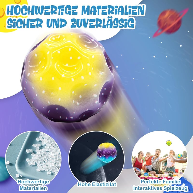 Astro Jump 6 db-os színes mini ugrálólabda szett - Bolygó mintás gumilabdák kül- és beltérre
