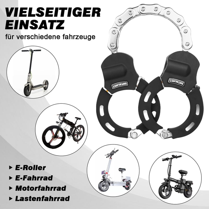 SHTALHST Bilincs Zár Elektromos Rollerhez - Acél Láncos Biztonsági Lakat Xiaomi, Ninebot, NIU Rollerekhez 3L Táskával, 56 cm, Fekete