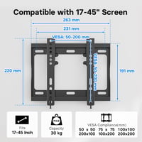 BONTEC TV Fali Tartó 17-45 Colos LED LCD OLED Képernyőkhöz, Dönthető Konzol 30 kg Teherbírással, VESA 200x200 mm, Légpárnával 5