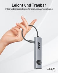 Acer 7-in-1 USB-C Hub - 4K@60Hz HDMI Adapter, 100W PD Töltés, 2 USB 3.0 Port, Kártyaolvasó, Képernyővezérlés - MacBook, Surface, iPhone Komp 7