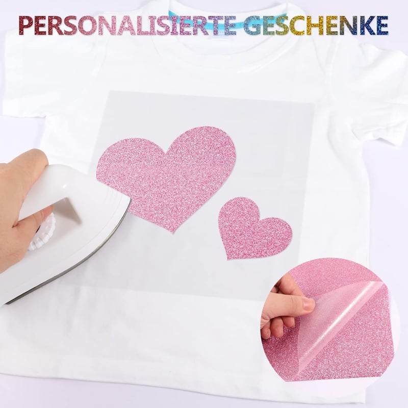 NANAPLUMS Glitteres Vasalható Vinyl Fólia - 30,5x25,4 cm Hőtranszfer Textil Fólia DIY Pólókhoz, 10 Csillogó Színben